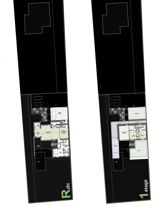 Habitat Individuel / Basse nergie / Ossature bois : plan rdc etage