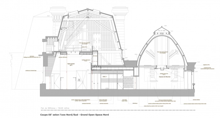 Amnagement combles Htel de Ville : Coupe du projet HDV