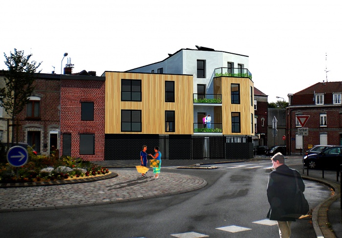 résidence Claude Pompidou-logements collectifs : Vue depuis la rue Pardoen-OK
