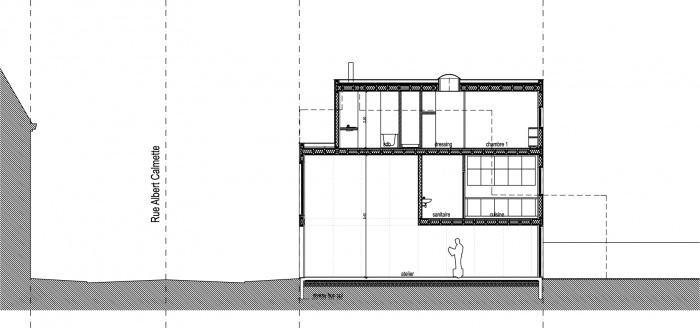 Maison de ville + atelier d'artiste (59) : 1-8 Coupe.JPG