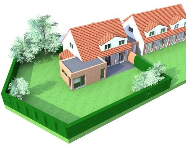Extension bois d'une maison à Mouvaux : infographie