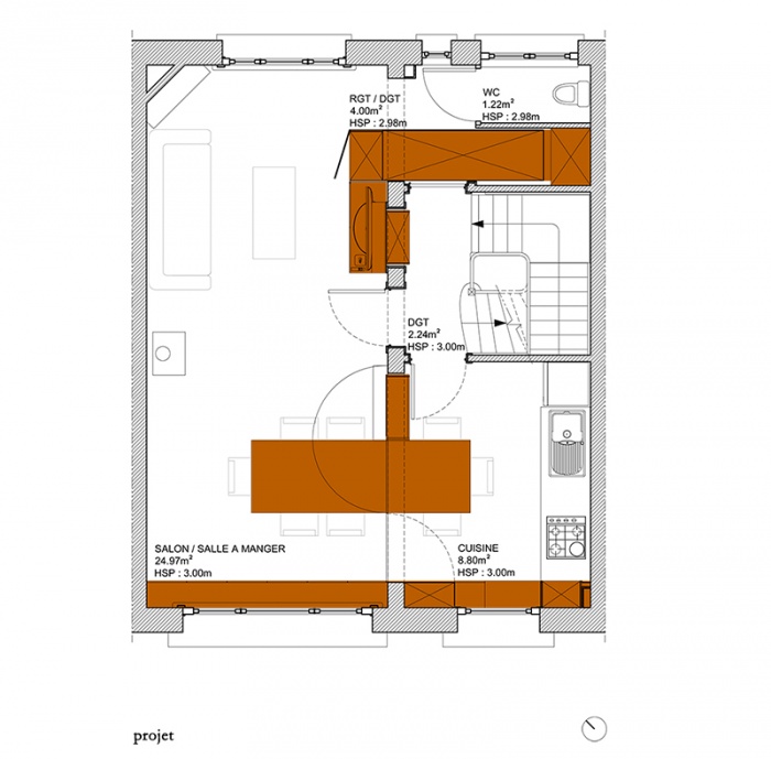 MUR TIROIR, restructuration et aménagement intérieur d'une maison individuelle à Marcq en Baroeul : plan_projet