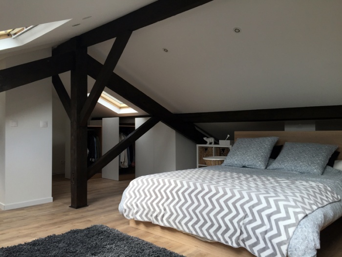 Cr�ation d'un duplex par am�nagement de combles : Duplex Ivry Chambre combles